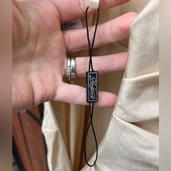 La Femme Long Criss Cross Back Dress Gown 28206 in Nude Size 2 - Picture 7 of 7